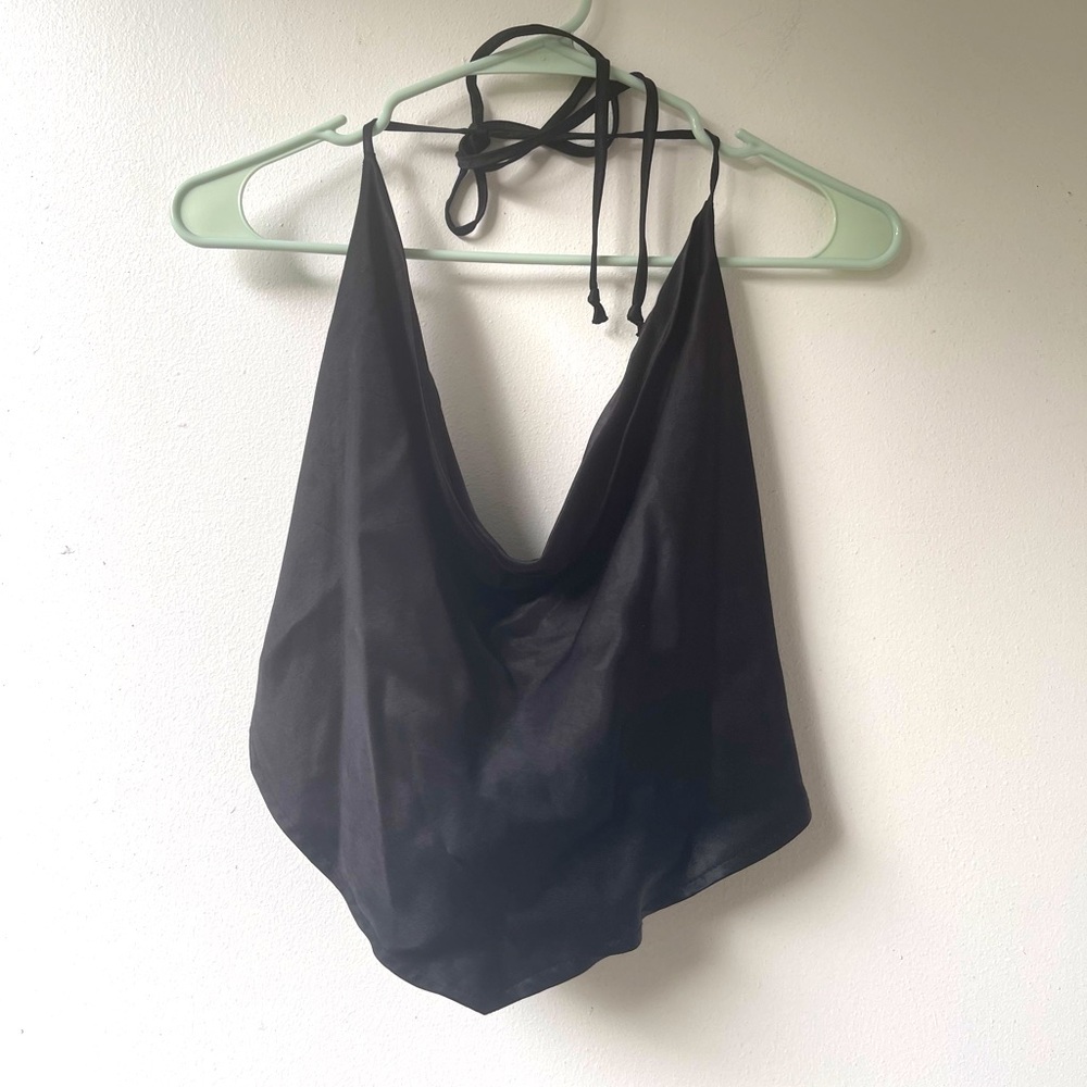 Wild fable black satin halter top